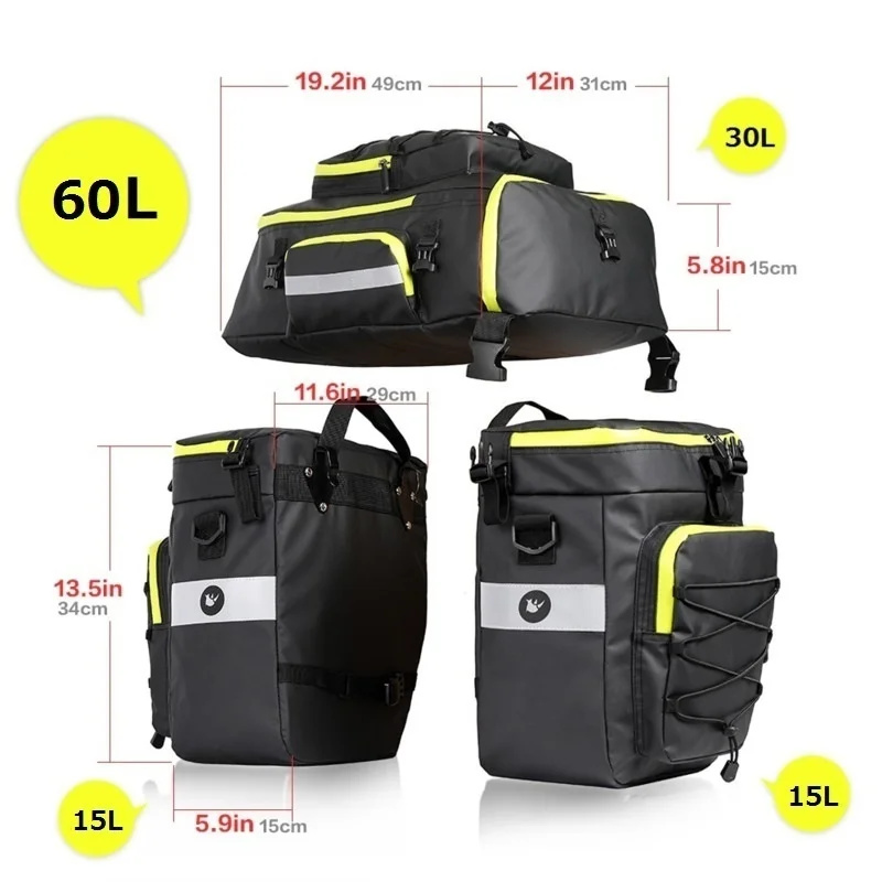 60l 3 em 1 mountain road bicic - Panniers Waterproof Rear avaliação e preço